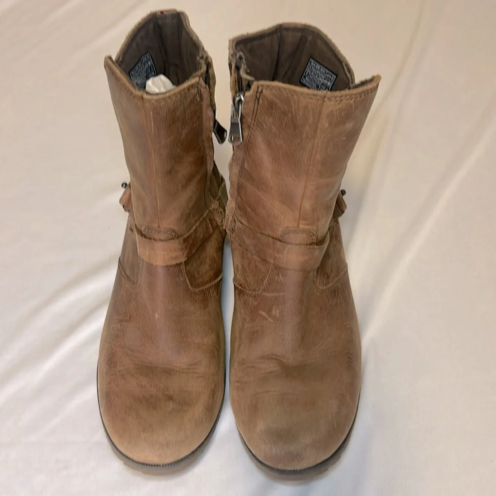 NEW Teva Zip Closure Camel Leather Suede Ankle Boots Women’s Size 6 - Picture 6 of 16